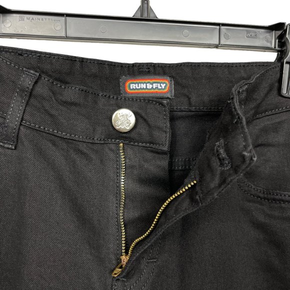 Run & Fly Rock N Roll Bell Bottom Flare Jeans Black Stretch Men's 32L 60s 70s - Picture 6 of 8